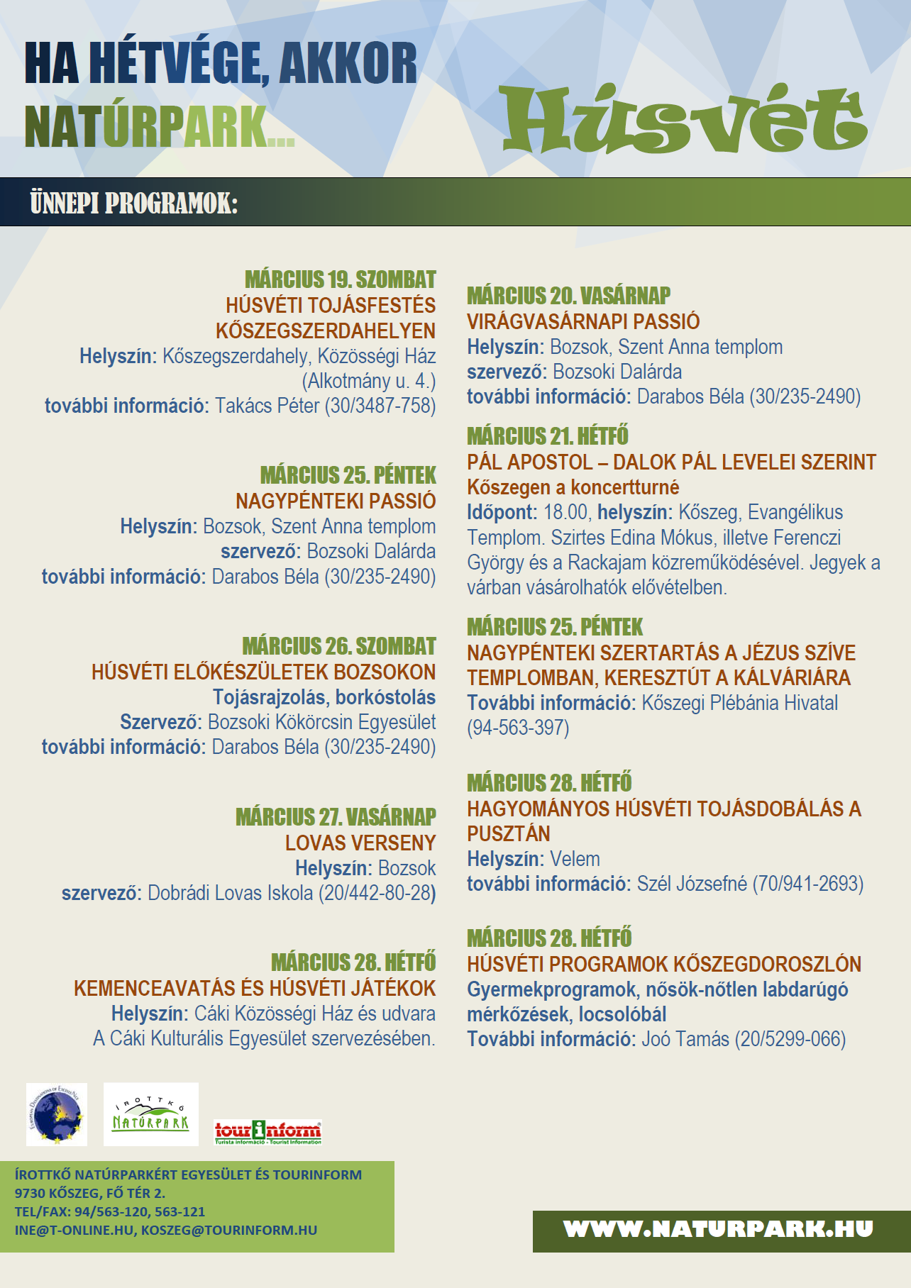 Húsvéti programok Kőszegen és környékén (2016.03.26-28.)