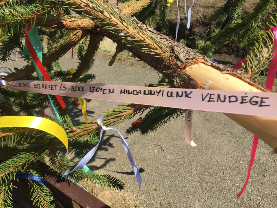 Kívánságokkal díszített májusfát állítottak Nemescsón